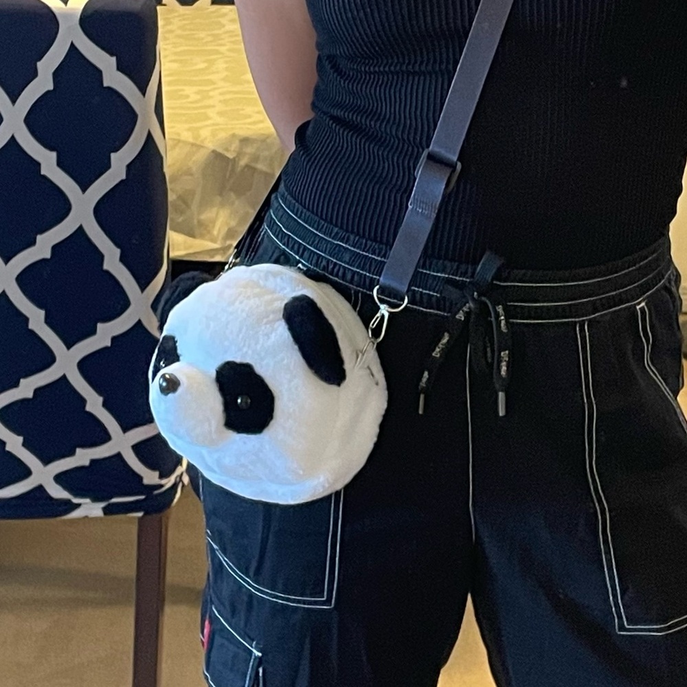 Fuzzy panda crossbody bag